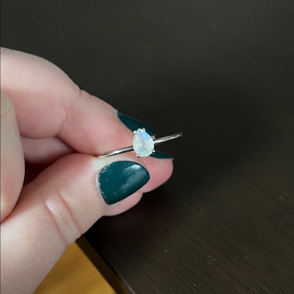 Silver Moonstone Ring sz 12 - Picture 3 of 7